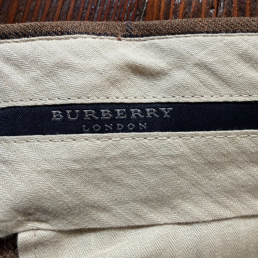 Vintage Burberry London Pants Mens 32x27 Beige Plaid Trousers MADE IN USA - Picture 9 of 12